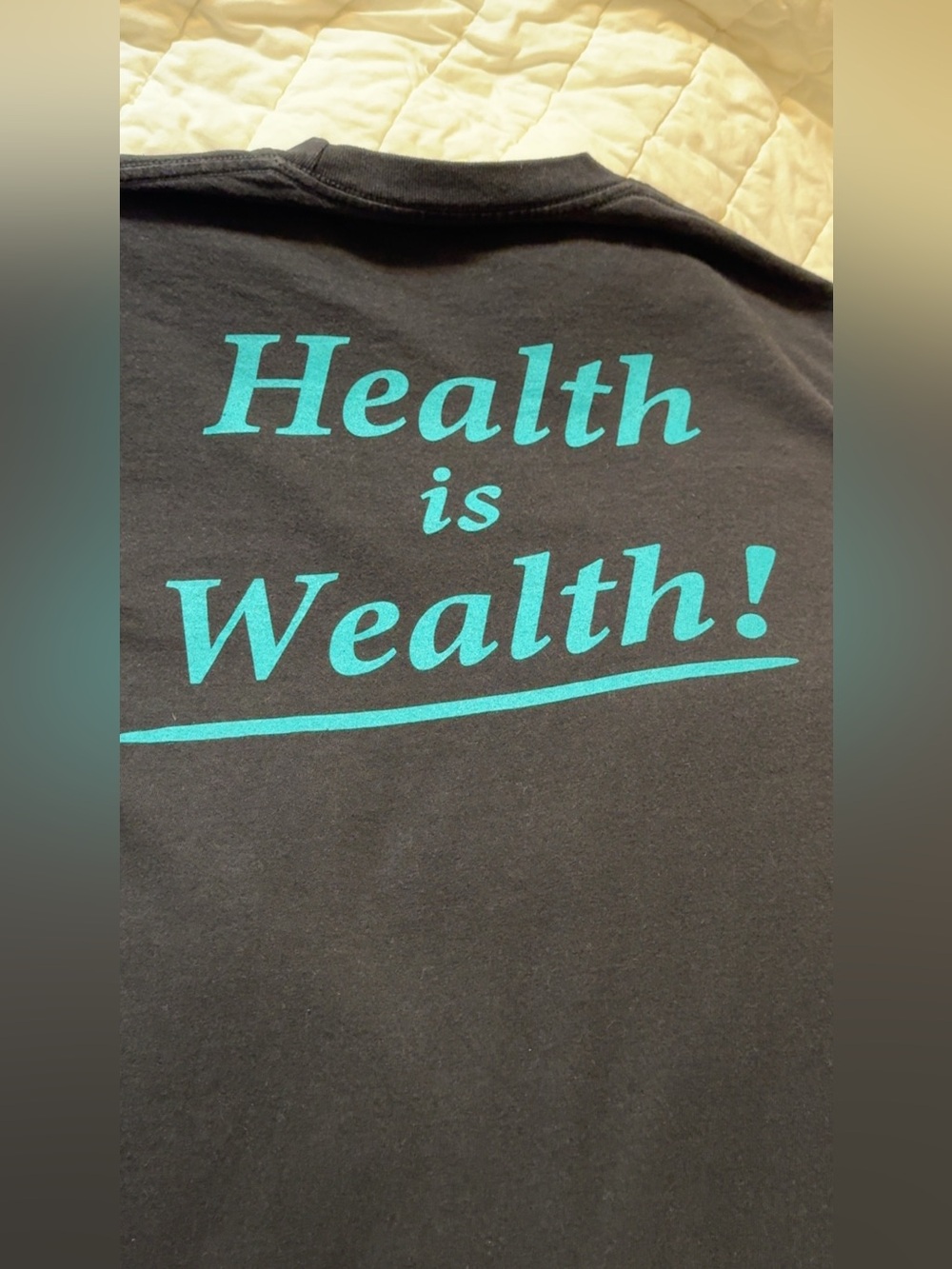 Sporty & Rich Black Short Sleeve T-Shirt w/ Teal 100% Cotton Size Medium